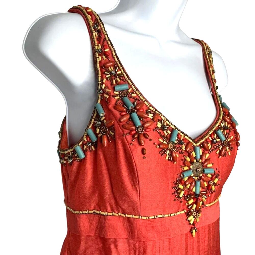 Sue Wong Southwestern Beaded Coral Bubble Mini Cocktail Dress 4 / S NWOT - Picture 4 of 8